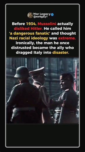 Mussolini’s Secret Hate for Hitler #ww2 #shorts