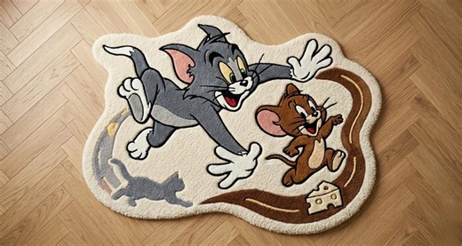 Hand Tufted Cat and Mouse Cartoon Rug, Kids Room Playroom Carpet - Etsy