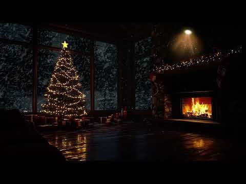 Deep Winter Night in the Cabin ❄️🌙 Slow Fireplace Sounds and Snowfall for Continuous Sleep Ambience