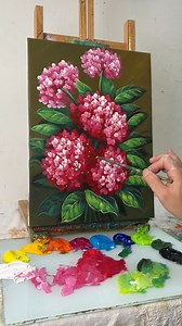 203K views · 1.6K reactions | Painting Lush Pink Hydrangeas on Canvas | Relaxing Full Process for Art Lovers | Painting Skills | Facebook