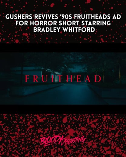 Bloody Disgusting on Instagram: "Gushers has resurrected a chilling piece of ’90s nostalgia for Halloween: its infamous Fruitheads commercial. Revenge is a dish best served fruity in FruitHead, a new horror short that uncovers the sinister backstory of the ad’s origins. Swipe left to watch it now. Directed by Mike Diva (“Saturday Night Live”), it stars Bradley Whitford (Get Out, The Cabin in the Woods) and viral creator Chester Collins. The nine-minute video reveals how one unlucky actor from th