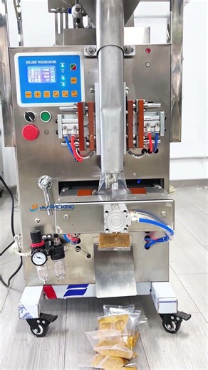 Honey? Ketchup? Mayo? This automatic sauce packing machine handles them all – fast and clean.