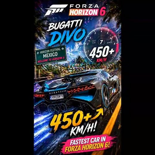 Forza Horizon 6 Bugatti Divo Hits 450+ KM/H! 😱 Insane Top Speed Run 🔥