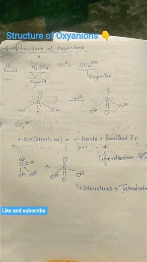 Structure of Anion✨✨....#chemistry.#notes ✨✨✨✨✨✨✨✨