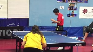 Can you identify which two players are preparing for team trials and which two are ICC's training staff? | ICC Table Tennis Center