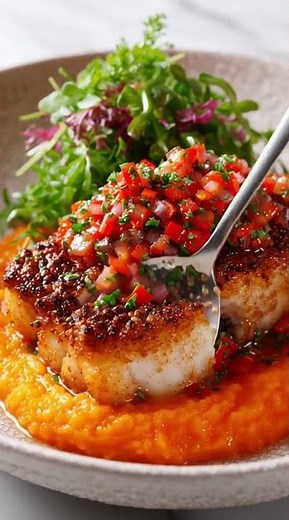 🐟 Crispy Pan-Seared Red Snapper with Maple Carrot Purée | Fine Dining Made Easy