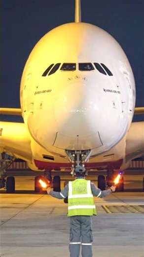 Marshalling A380 at night shift #video #trending #viral #work #aviation