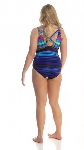 Longitude Plus Size Montego Bay X-Back One Piece Swimsuit | SwimOutlet.com