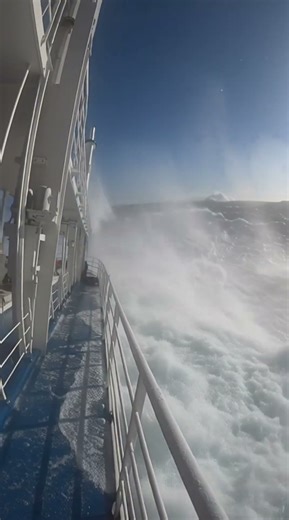 Massive Wave Crashes Over Ship #Ocean