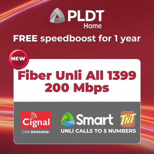 Enjoy internet speeds of up to 200 Mbps for only P1,399/month. Get a FREE speedboost for 1 year when you switch to PLDT Home today! Free installation. | PLDT Home