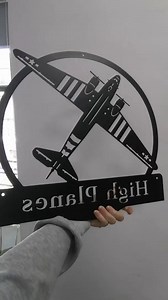 Personalized Airplane Signs with LED Lights Airplane Metal Wall Art, Custom Pilot Name Sign Front Door Sign, Outdoor Wall Decor Aviation Decor Housewarming Christmas Gift for Men Pilot 12 inch