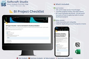 BI Project Checklist – Excel Notion Bundle | End-to-end Guide for Power BI, Tableau & Looker Projects - Etsy Canada