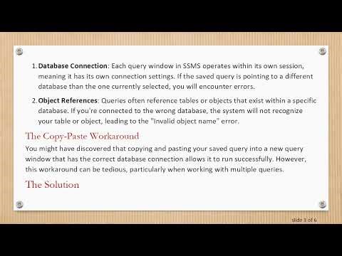 How to Load Saved Queries in SSMS Without Errors