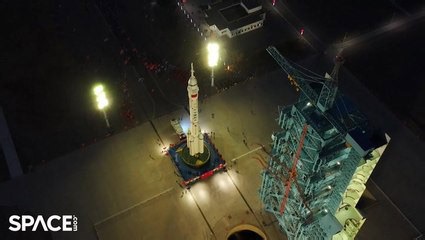 China's Shenzhou 20 crew's Long March 2F rocket rolled out to the pad