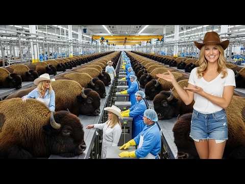 Inside The MASSIVE Bison Meat Factory - From Ranch to Your Plate (Full Process)
