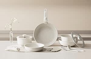 18-Piece Removable Handle Nonstick Cookware Set | PFOA-Free Nonstick Coating | Stackable for RV/Camping | Oven & Induction Safe