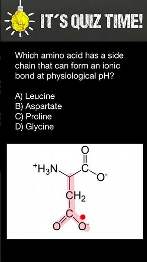 Which amino acid has a side chain that can form an ionic bond at physiological pH?