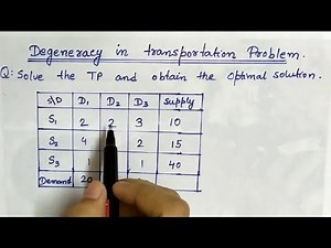 Lec-27 Degeneracy in Transportation Problem | In Hindi | Using Modi Method