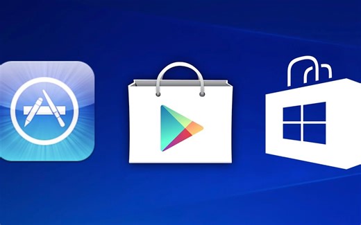 对比 App Store 应用商店图标 (iOS, Google, Microsoft)