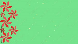 red abstract floral background animation with empty space and sparkling green screen