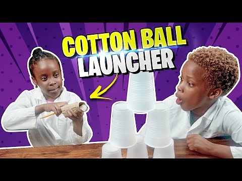 Cotton ball launcher kids science experiment videos - STEM activity
