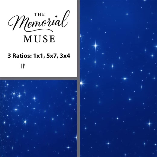 Royal Blue Memorial Backgrounds - Printable Digital Art, Vertical Layouts for Funerals, Social Media, Memorial Programs, Starry Night 1019 - Etsy