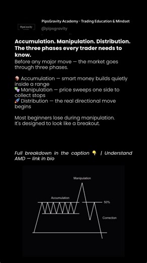 Accumulation. Manipulation. Distribution. The three phases every trader needs to know.