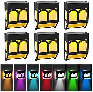 Solar Deck Lights - 6 Pack, Warm/Color Changing, Waterproof, Outdoor, LED, Modern Style