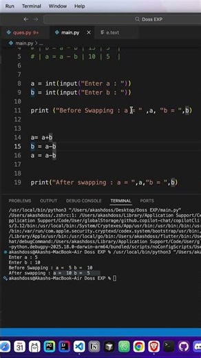 Day 4 | Swap Two Numbers Without Temp Variable 😨 #shorts #programming
