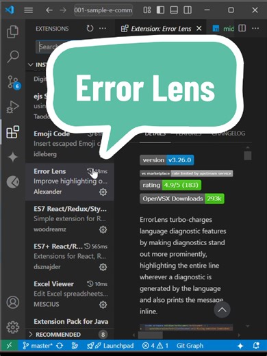 แก้ไขปัญหาด้วย Error Lens ใน VS Code
