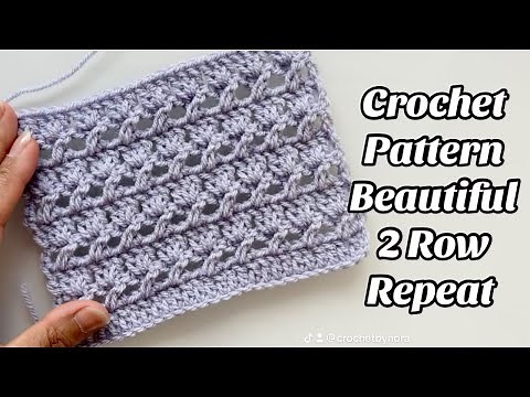 CROCHET PATTERN - 2 ROW REPEAT -Easy Step by step Tutorial for Shawls , Scarfs & Blankets US Terms