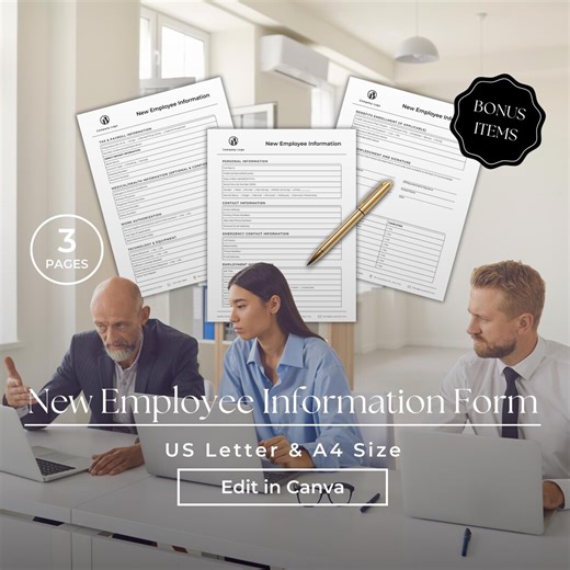 New Employee Information Form, Employee Data Form, New Employee Info Sheet, New Hire Paperwork, Employee Info Sheet, HRF101-1 - Etsy UK