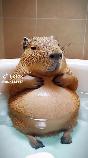 Capybara Enjoys Relaxing in Bathtub: A Funny Moment