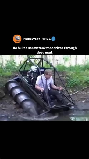 Explore l Learn l Facts on Instagram: "He built a screw tank that can drive through deep mud by using rotating helical cylinders instead of wheels or tracks, allowing the vehicle to pull itself forward where normal machines would sink. As the screws spin, they bite into soft ground and push material backward, creating thrust and keeping the vehicle afloat on mud, snow, or swamps. This unusual design spreads weight evenly and turns unstable terrain into a usable surface, proving that smart engine