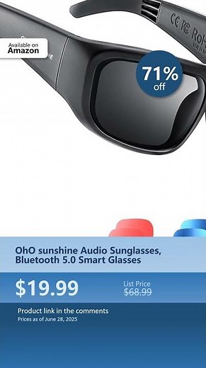 OhO sunshine Audio Sunglasses, Bluetooth 5.0 Smart Glasses