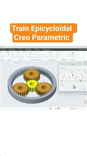 Train epicycloïdal sur Creo Parametric, bientôt sur la chaîne ##cad #creoparametric #gear
