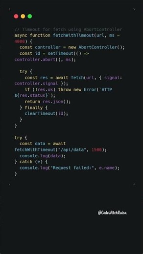 Fetch timeouts: stop hanging requests in JavaScript #coding #javascript #shorts