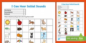 Initial Sounds SATPIN Assessment Sheet