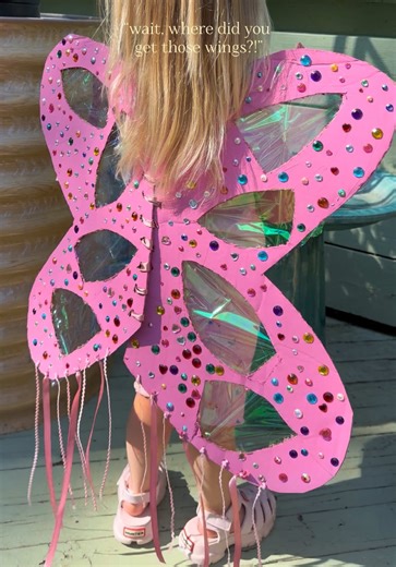 one day she won’t ask me to make her things like this anymore. 🥹🦋 let me know if you want a full tutorial of these wings ✨ #pinterestinspo #butterflywings #craftymom #girlmom #diymom