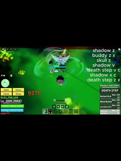 shadow buddy sword death step combo #bloxfruits #roblox