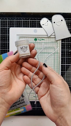 If you have watermark ink, you can almost heat emboss anything! Galina added the ink to the edges of her waves using an ink dauber, and then a brush to help scatter the powder for a more realistic look. It is just brilliant! . . . #waffleflowercrafts #cardmaking #handmadecards #heatembossing #cardmakingideas | Waffle Flower Crafts