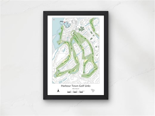 Harbour Town Golf Links South Carolina Golf Course Map, Golf Theme Art Print, Golf Gifts for Dad, Him, Boyfriend, Uncle, Custom Golf Course - Etsy