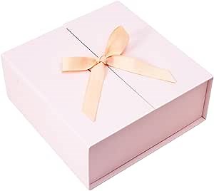 Gift Boxes with Lids, 9x9x3 Inch Pink Gift Box with Ribbon Card Fancy Gift Wrap Boxes for Anniversary, Bridesmaid Proposal, Bridal Showers, Weddings, Girlfriend, Valentine's Day