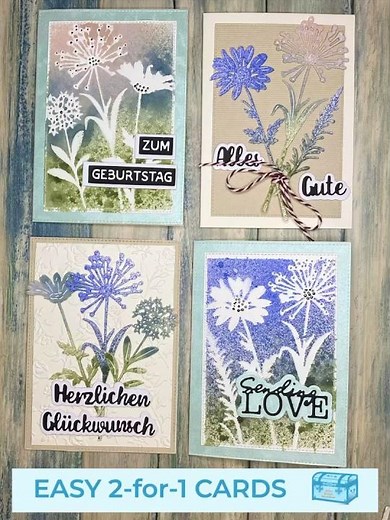 Easy 2-for-1 Floral Cards with Tim Holtz Sizzix Wildflower Stems and Distress Sprays