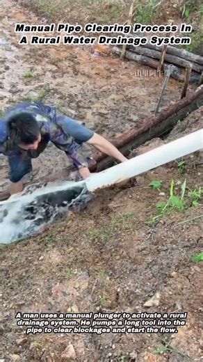 Manual Pipe Clearing Process In A Rural Water Drainage System