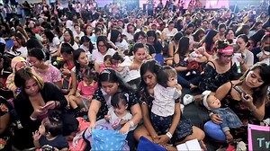 4.3K views · 69 reactions | Hundreds of Philippine mothers simultaneously nurse their babies in public, some of them two at a time, in a government-backed mass breastfeeding event aimed at combating child deaths. | AFP News Agency | Facebook