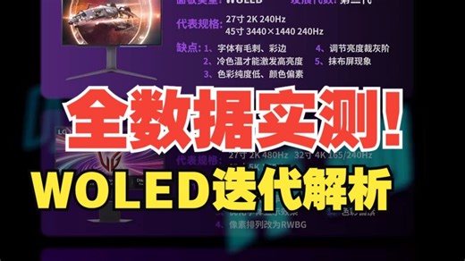 WOLED迭代解析 全数据实测！ 涵盖了第一代到最新的第四代WOLED优缺点  LG  三.....