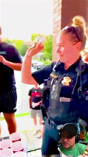 Police Officer CRASHES BEER PONG GAME and STEALS the Show! #cops #funntmoments #reaction