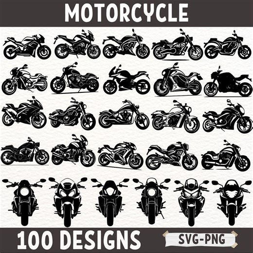 Motorcycle SVG Bundle, Motorcycle Clipart Designs, PNG Motorcycle Graphics, Biker Silhouette Vector, Cricut Cutting Files, Sublimation Art - Etsy