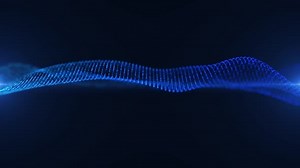 Abstract wave with moving particles blue, futuristic on blue background, Wave Effect digital network